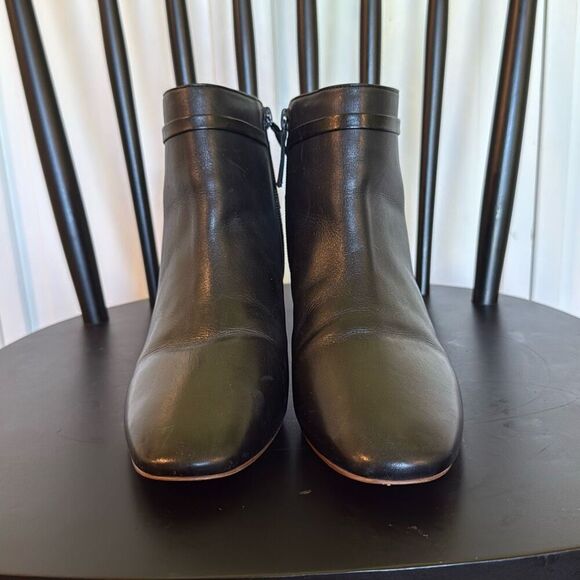Talbots Harlow Buckle black leather heeled booties size 8.5 - Picture 3 of 12